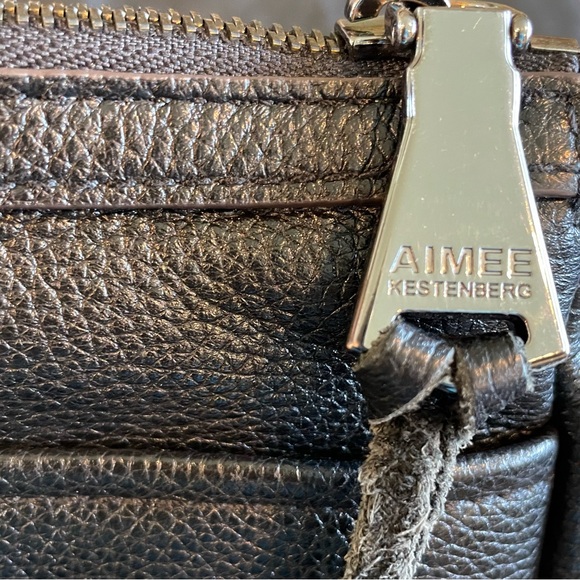 Aimee Kestenberg Black Leather Suede Fringe Hobo Bag Purse - Picture 10 of 12